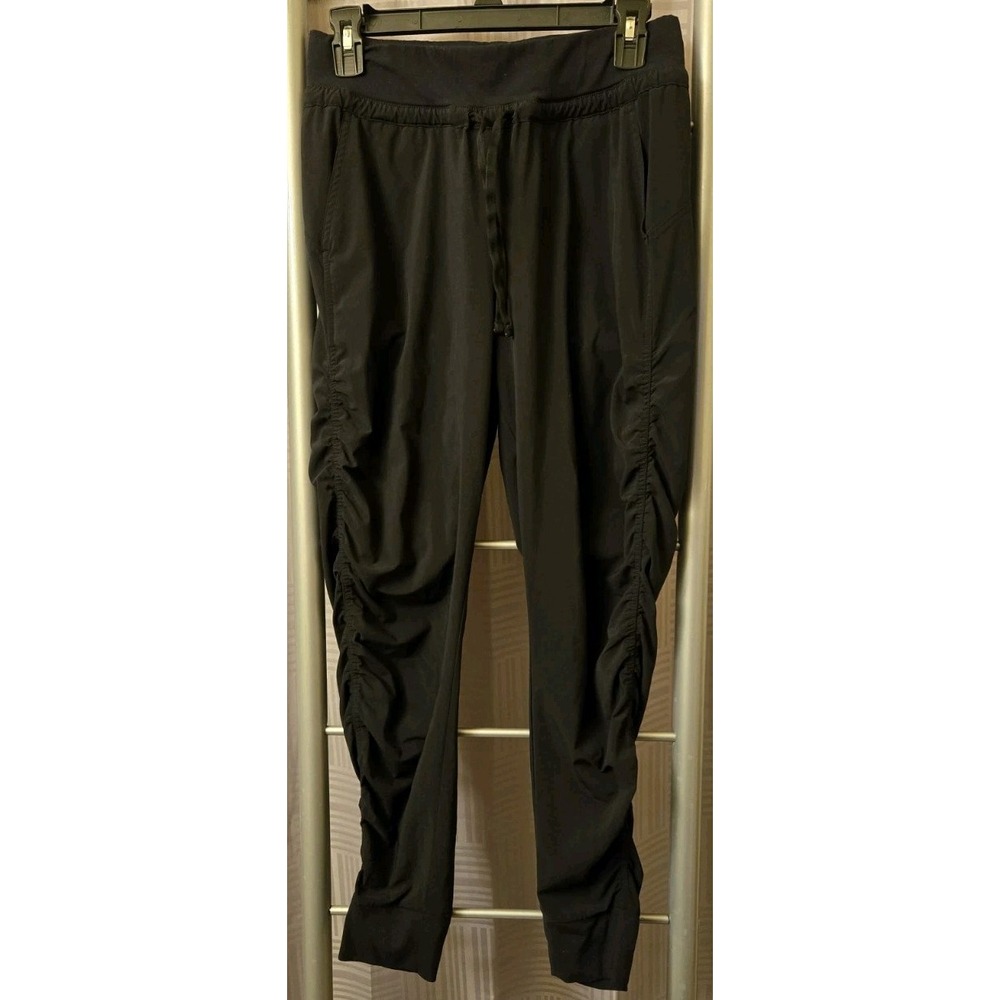 Athleta Women's Black Attitude‎ Joggers Leggings Pants Sz 2 Ruched Legs